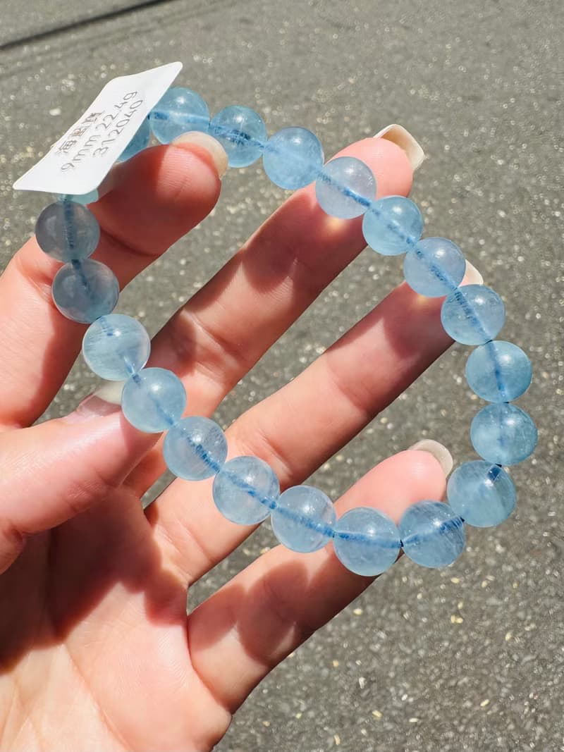 螢光仙女baby色海藍寶水晶9mm22.4g釋放壓力舒緩情緒療癒能量
