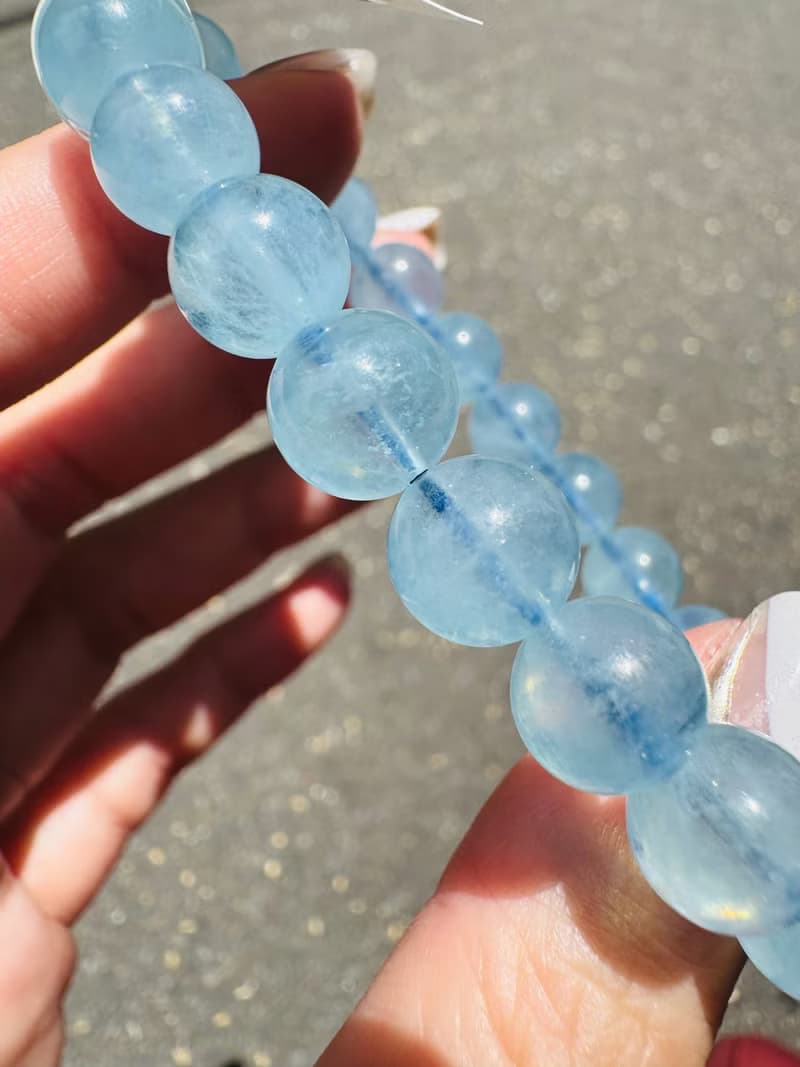 螢光仙女baby色海藍寶水晶9mm22.4g釋放壓力舒緩情緒療癒能量
