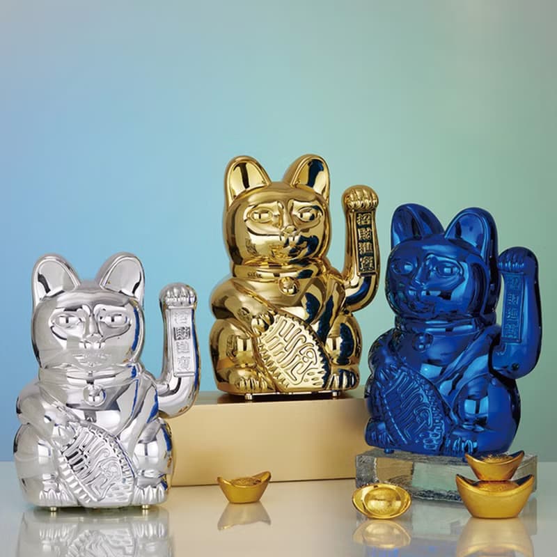Mini Lucky Cats 迷你幸運繽紛自動招手招財貓-幸運閃金色 10cm