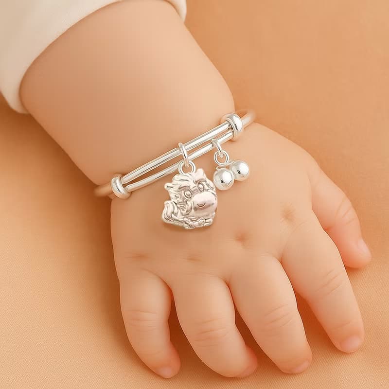 999純銀 | 生肖龍小萌龍手鐲(含手鐲+鈴鐺+小萌龍)