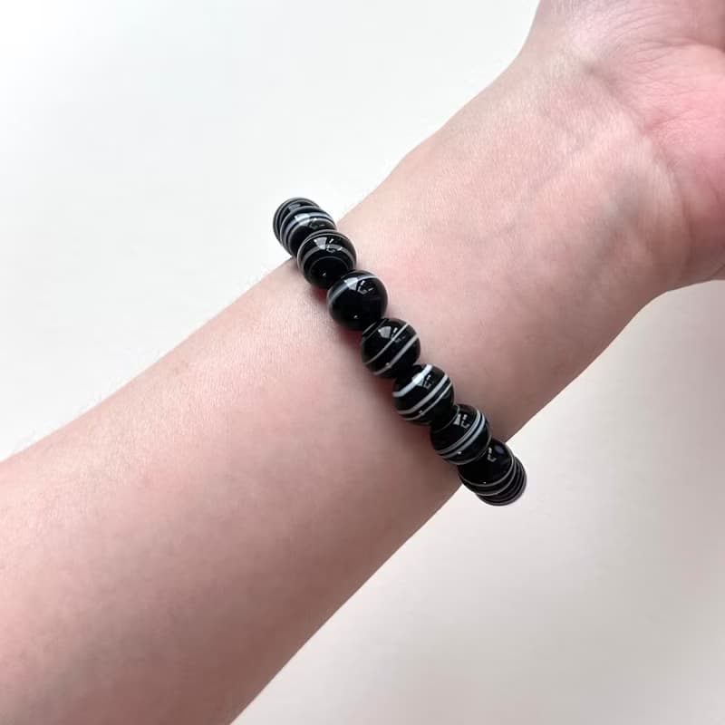 【獅子處女座|8月】黑瑪瑙大象鍍銀 男士手鍊 防小人 升職加薪財