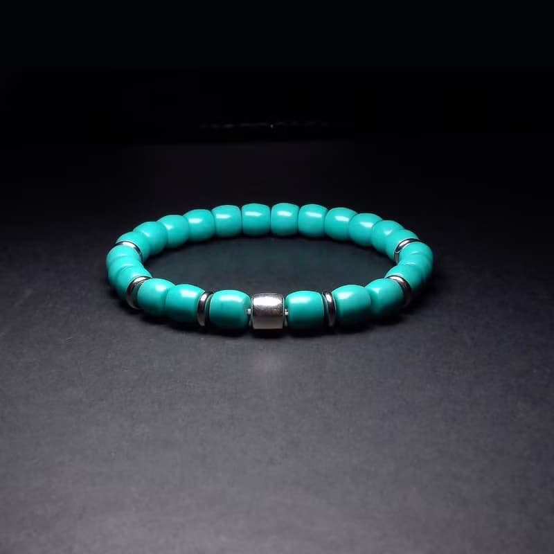 S925銀錠搭配磷鎂礦 男手鍊 男手環 手鏈 手鍊男 QBR-00061