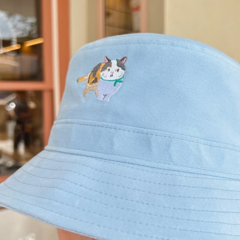 Eco-Friendly 肥貓咪刺繡環保漁夫帽 Fat Cat