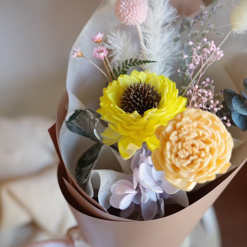 【遇見恆久】背著青春去遠方乾燥花向日葵花束 共4款