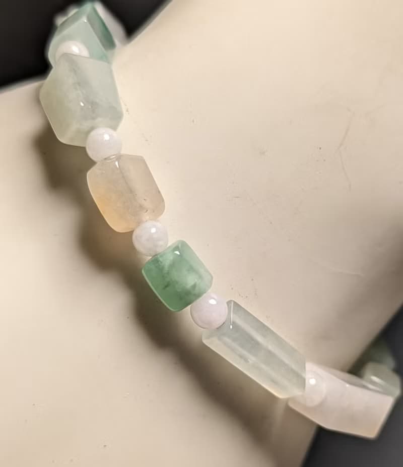 天然緬甸冰種透繩 多寶 長方珠翡翠 稀有 手鍊 送禮