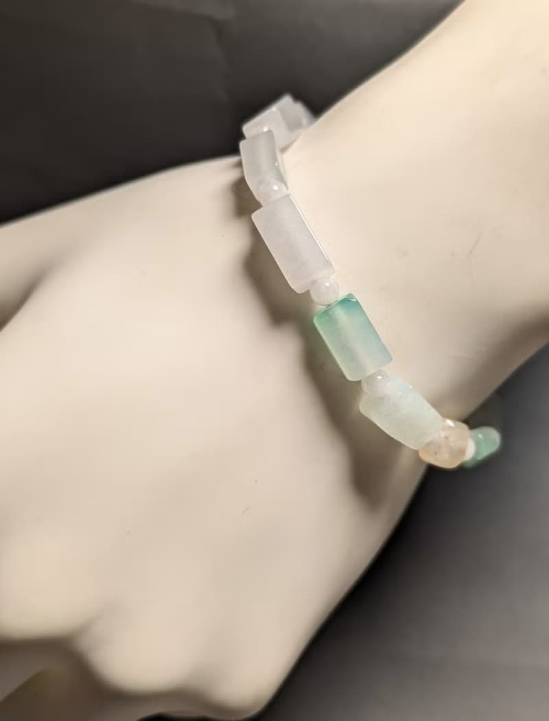 天然緬甸冰種透繩 多寶 長方珠翡翠 稀有 手鍊 送禮