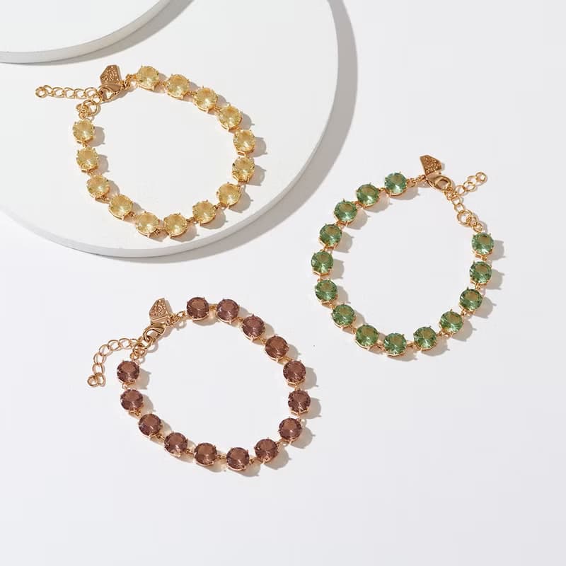 晶瑩圓鑽手鍊(共三色)