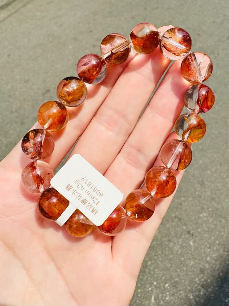 畢業級高冰體膠花水晶12mm43g開運招財辟邪擋煞淨化趨吉開運人緣