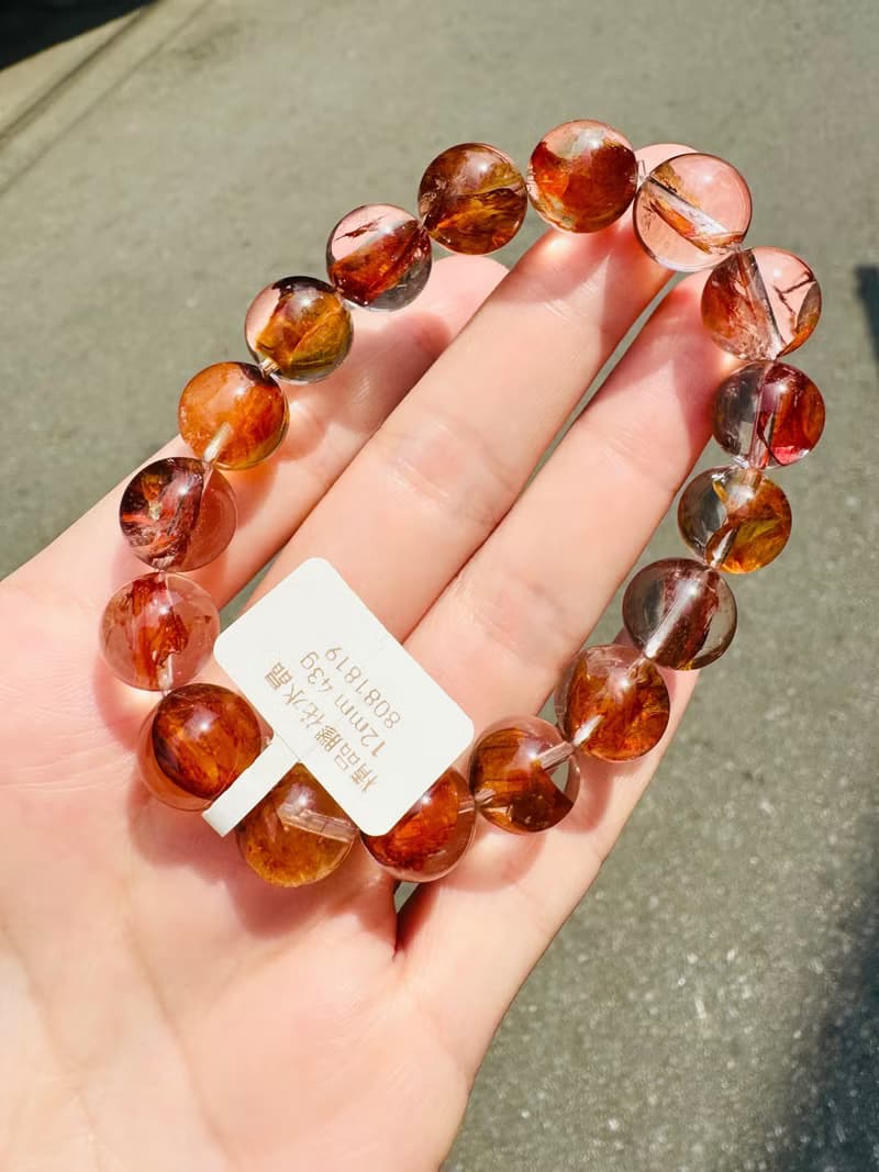 畢業級高冰體膠花水晶12mm43g開運招財辟邪擋煞淨化趨吉開運人緣