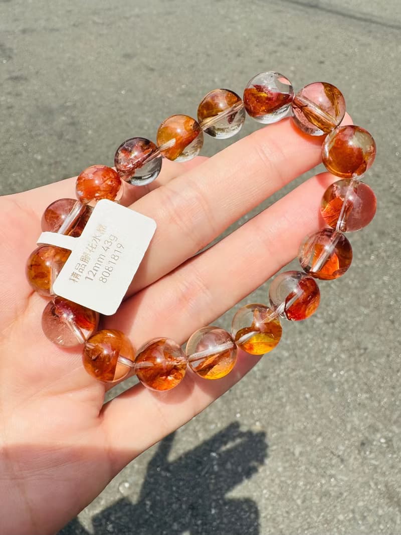 畢業級高冰體膠花水晶12mm43g開運招財辟邪擋煞淨化趨吉開運人緣