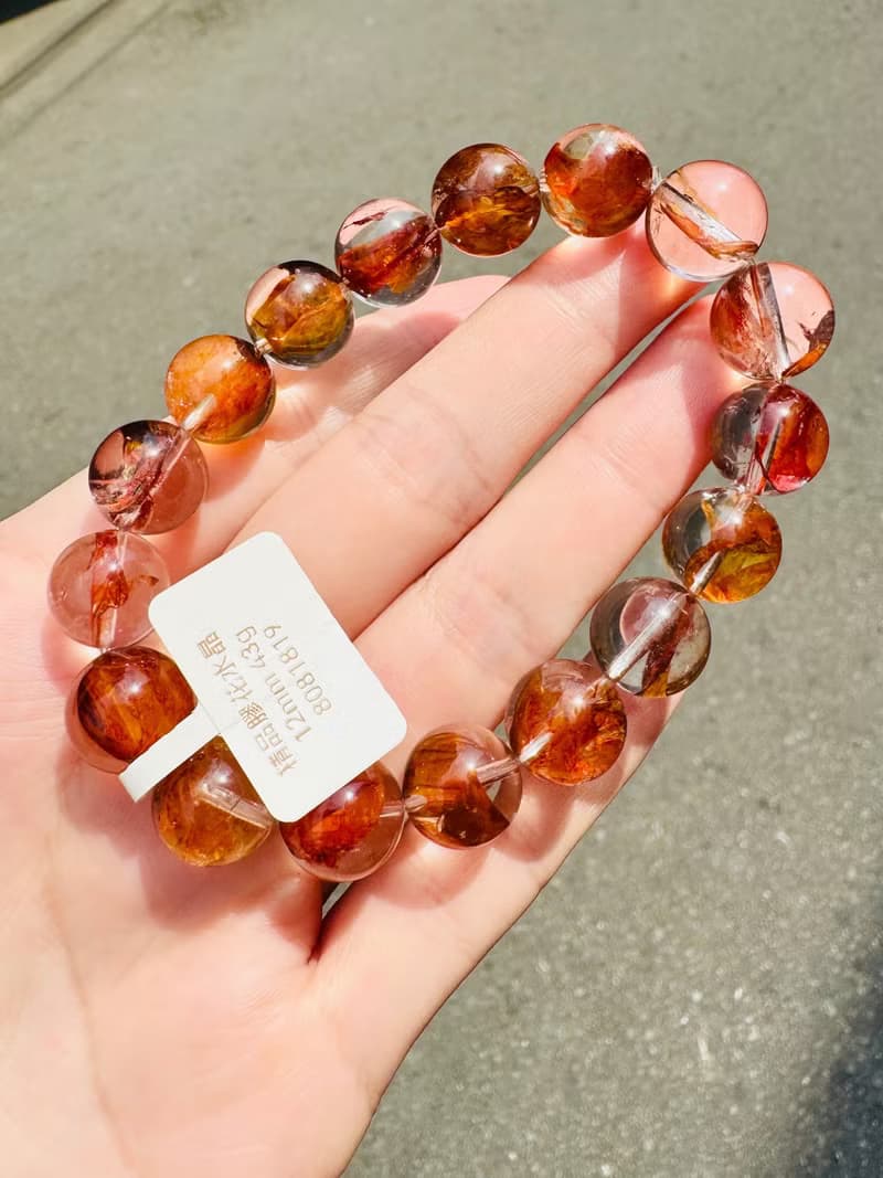 畢業級高冰體膠花水晶12mm43g開運招財辟邪擋煞淨化趨吉開運人緣