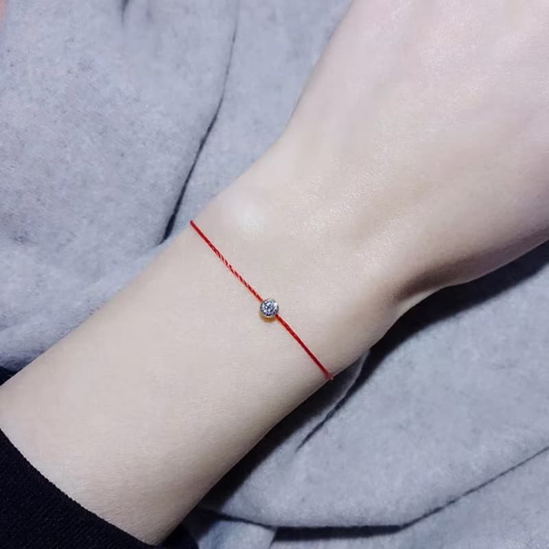 閨蜜鍊 純銀鋯石紅線手鍊 白k/黃k/玫瑰金 15+3cm-全紅線