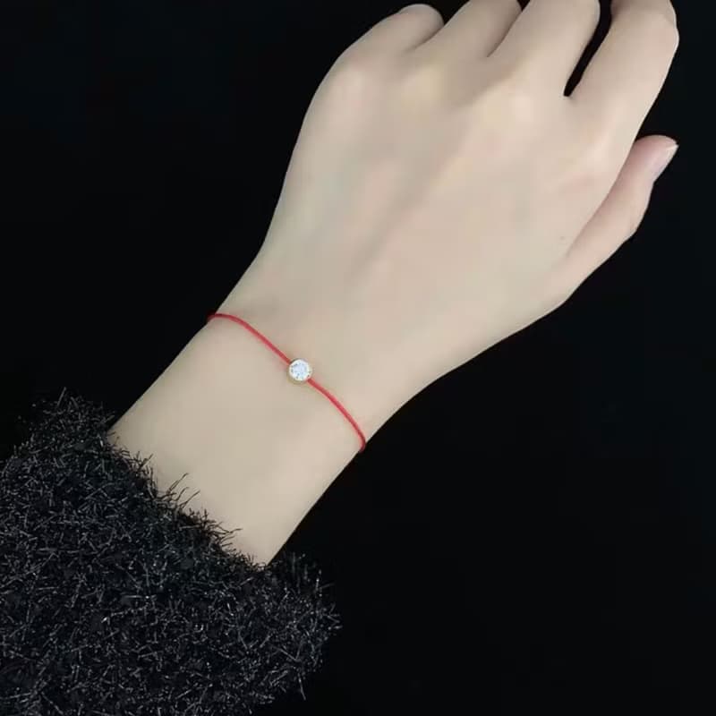 閨蜜鍊 純銀鋯石紅線手鍊 白k/黃k/玫瑰金 15+3cm-全紅線