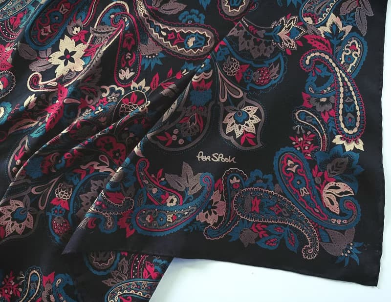 Per Spook Paris Vintage Silk Scarf Paisley 32 x 30 inches