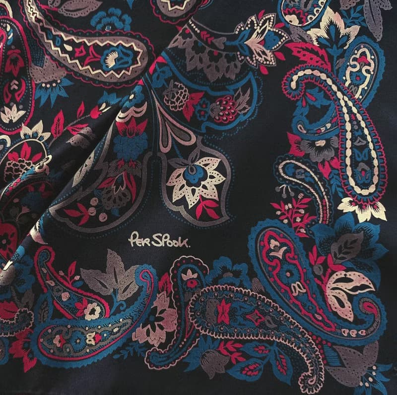 Per Spook Paris Vintage Silk Scarf Paisley 32 x 30 inches