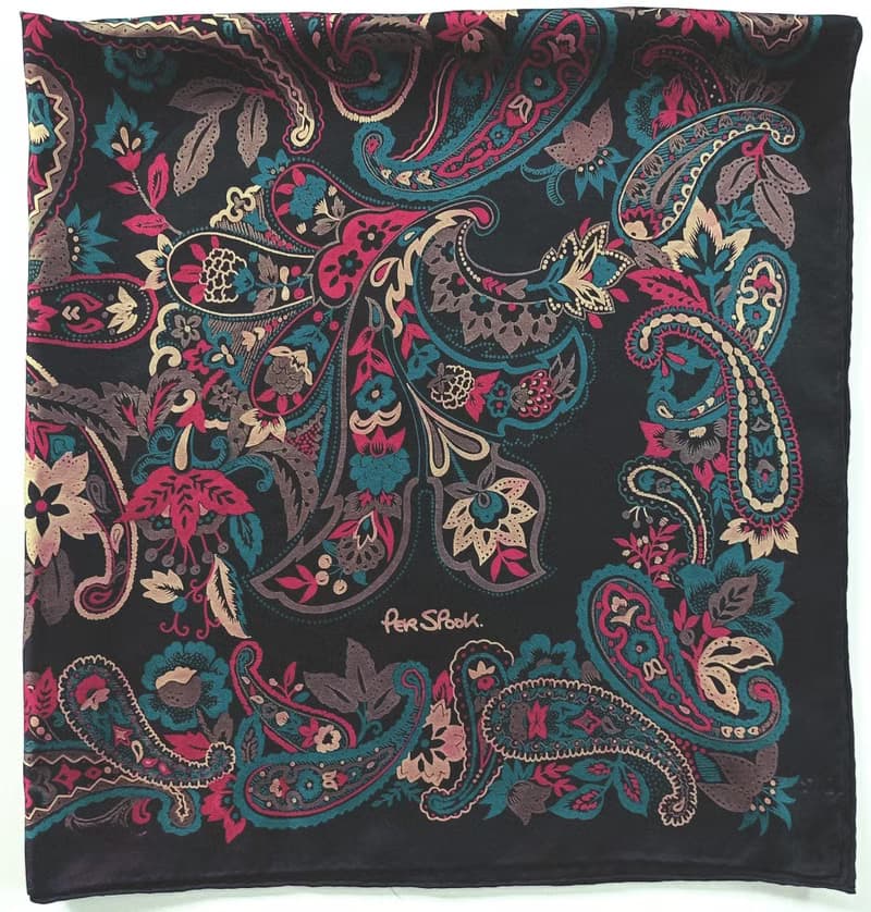 Per Spook Paris Vintage Silk Scarf Paisley 32 x 30 inches