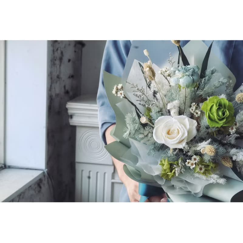 庭園玫瑰永生花束