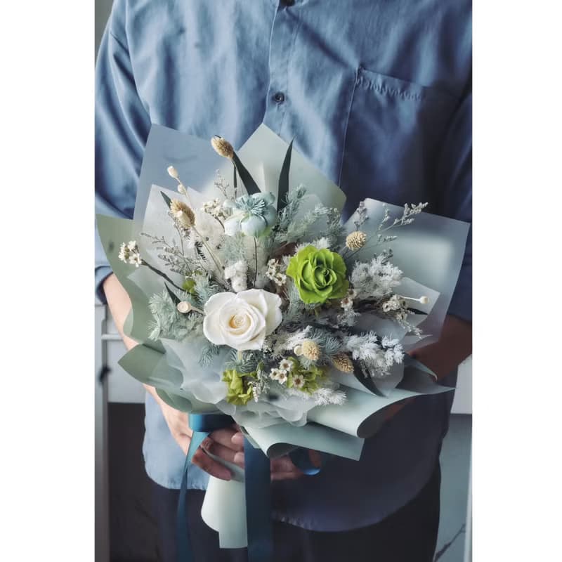 庭園玫瑰永生花束