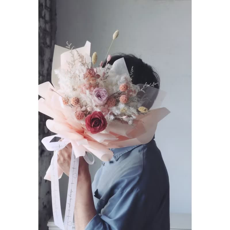 庭園玫瑰永生花束