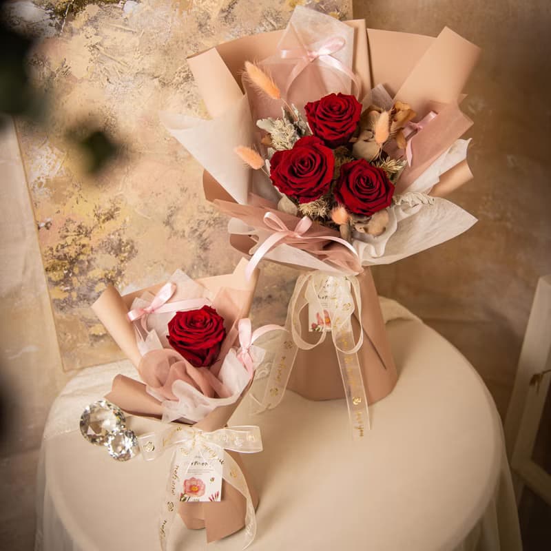 【紅玫瑰】乾燥花 永生花花束 我愛你玫瑰花束 / 生日求婚告白
