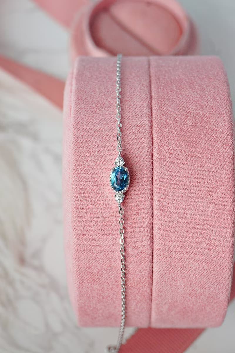 Natural Topaz Bracelet Sterling Silver 925