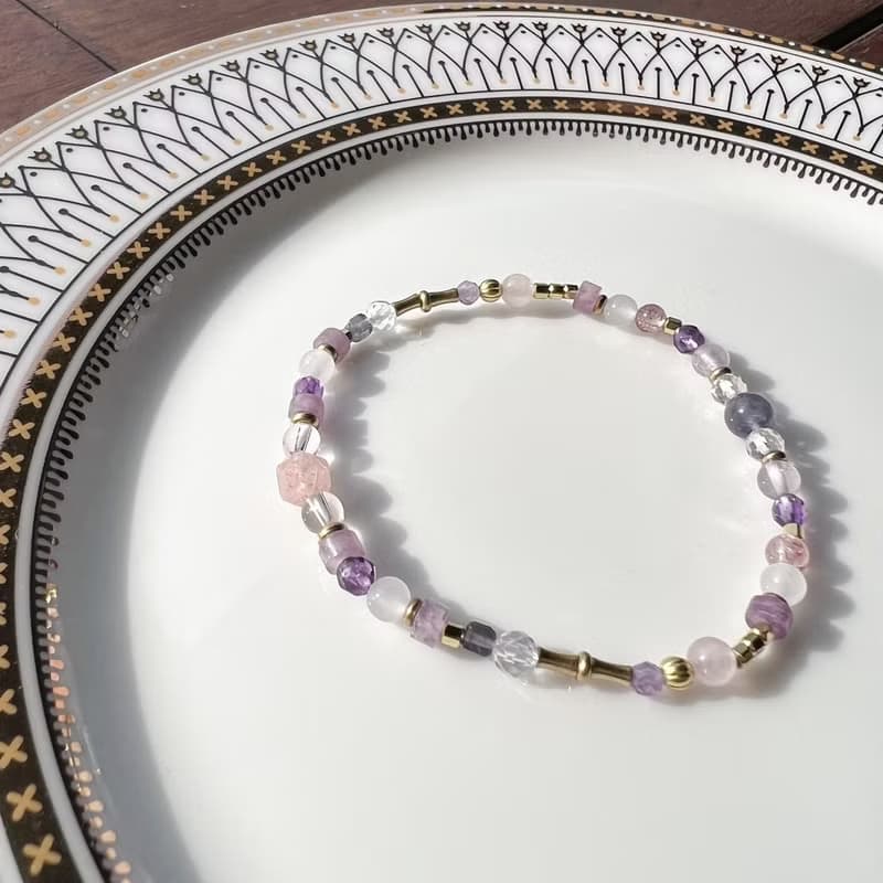 【羅馬競技場的戰神阿瑞斯】草莓晶 紫水晶 粉晶 堇青石 水晶手鍊