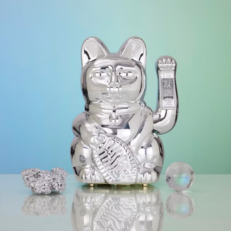 Jumbo Lucky Cats 特大號幸運繽紛自動招手招財貓-幸運閃銀色