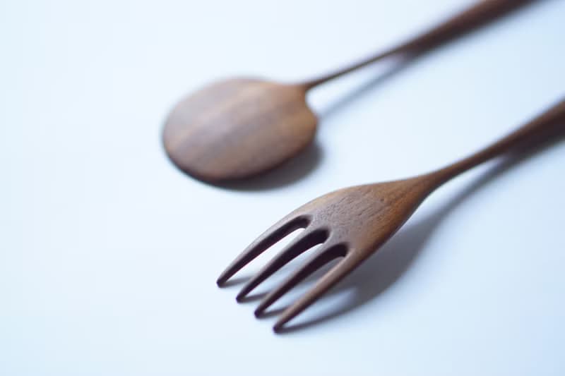 木のスープスプーン&フォーク大セット, ウォルナット