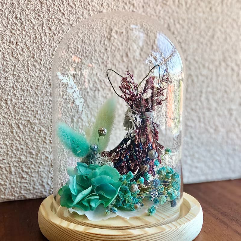 造型蛋糕永生花裝飾-美人魚款蛋糕裝飾贈玻璃罩 不含蛋糕