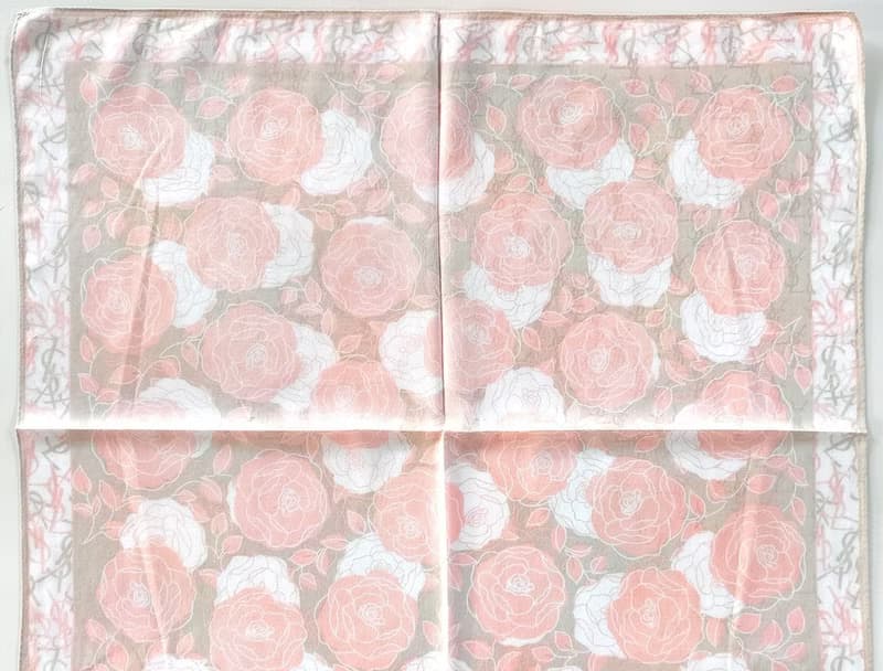 YvesSaintLaurent Vintage Scarf Magnolia Flower 23 x 23 inches