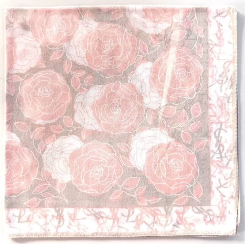 YvesSaintLaurent Vintage Scarf Magnolia Flower 23 x 23 inches