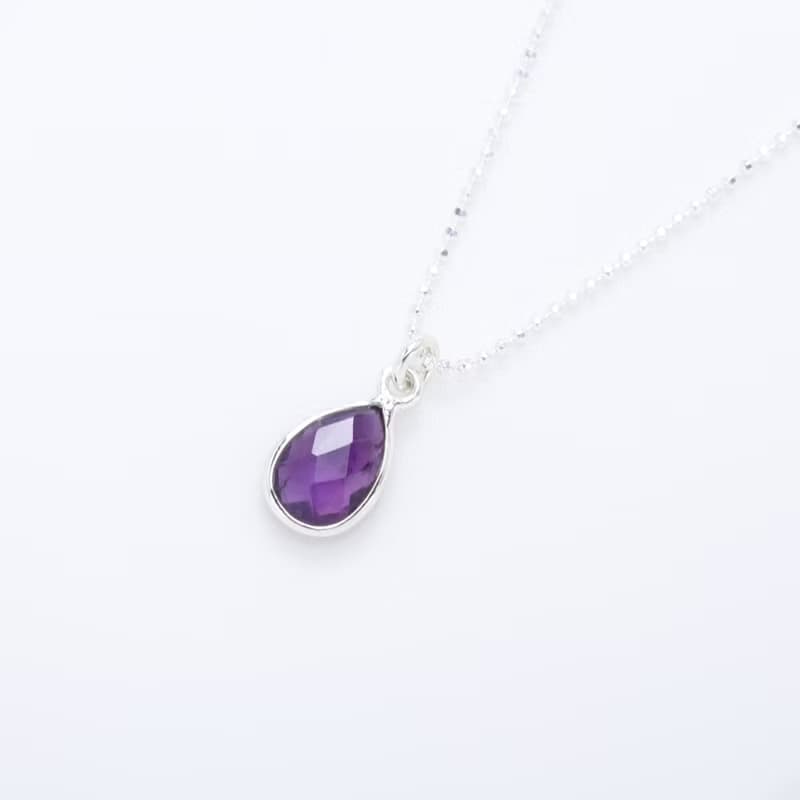 【Angel & Me】紫水晶 水滴 Amethyst s925 純銀 項鍊 生日禮物
