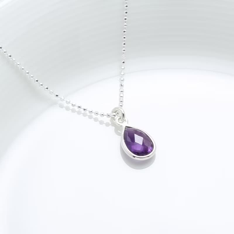 【Angel & Me】紫水晶 水滴 Amethyst s925 純銀 項鍊 生日禮物