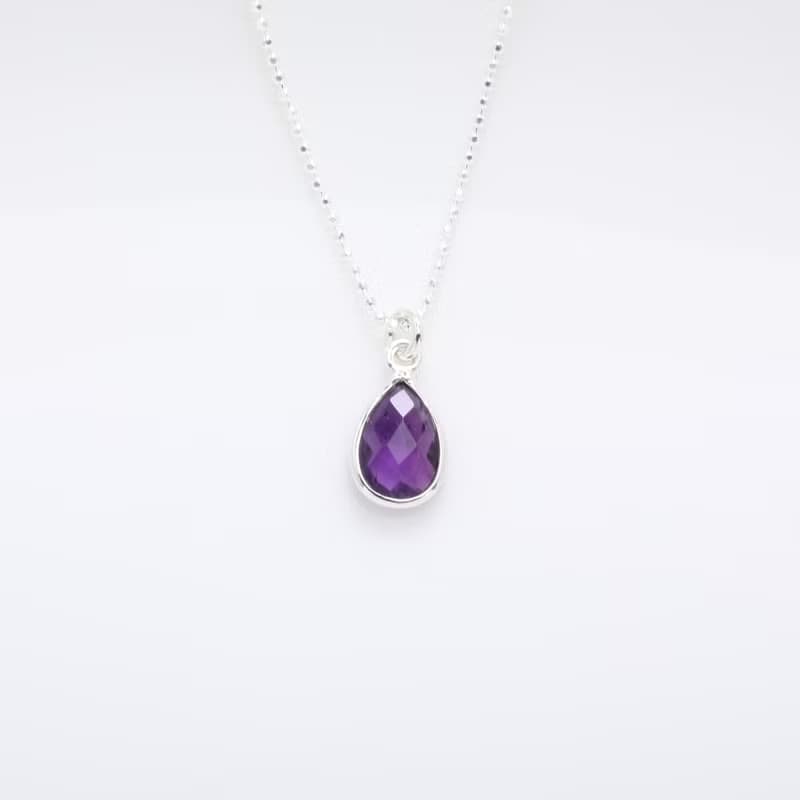 【Angel & Me】紫水晶 水滴 Amethyst s925 純銀 項鍊 生日禮物