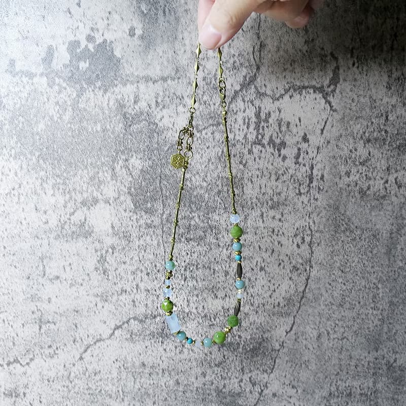 VIIART。塞納河的清晨。紫水晶鈦晶黃銅項鍊手鍊長鍊2WAY