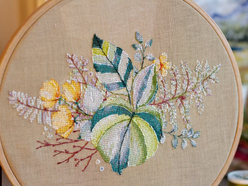 【數位】Watercolor Green Bouquet I - PDF cross stitch pattern