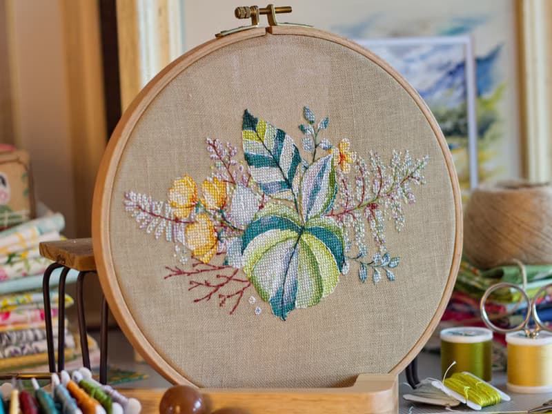 【數位】Watercolor Green Bouquet I - PDF cross stitch pattern