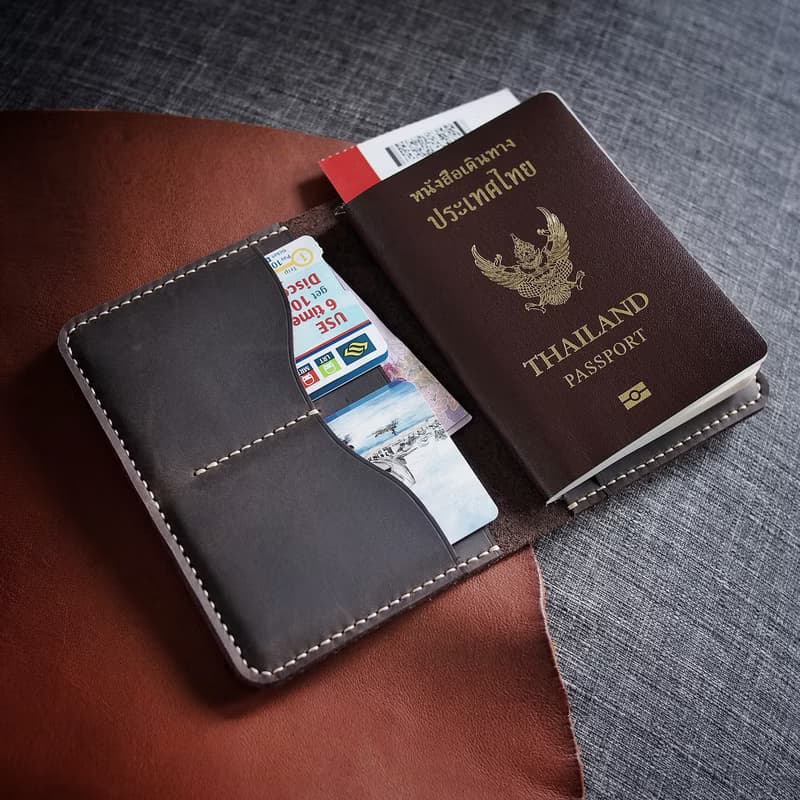 Personalized Passport holder Handmade Crazy horse genuine leather