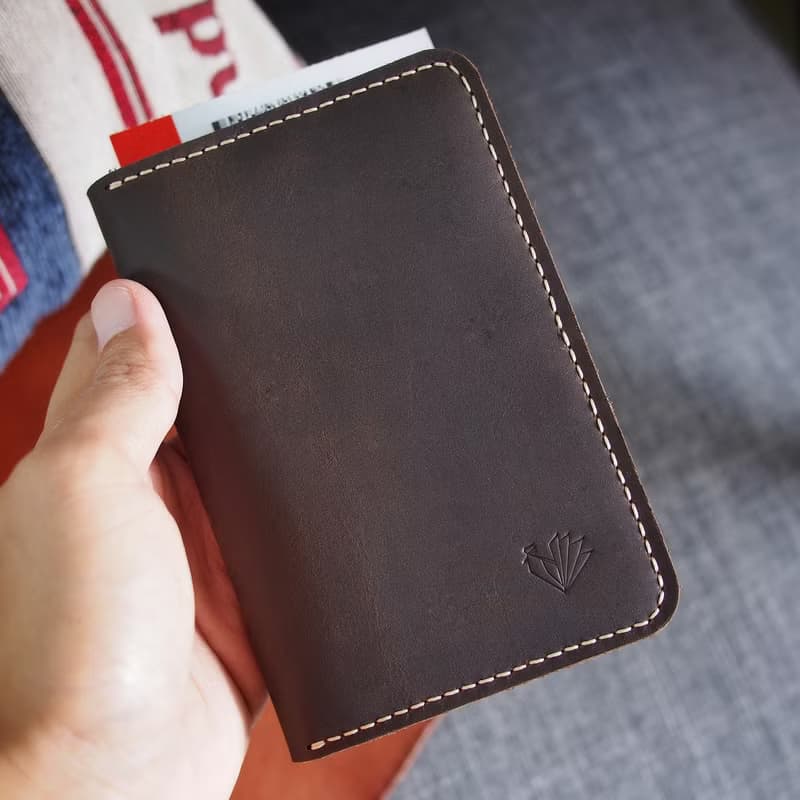 Personalized Passport holder Handmade Crazy horse genuine leather