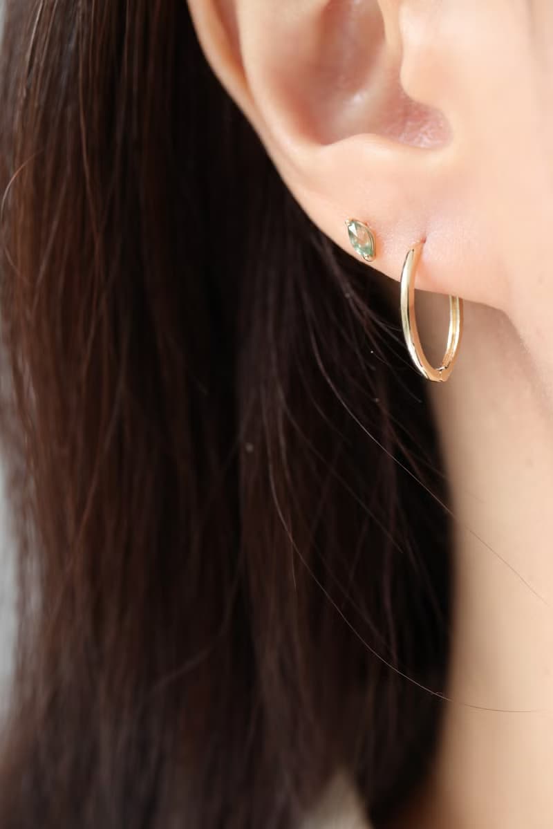 14K  金屬冷淡風橢圓耳扣耳環(內徑14mm)