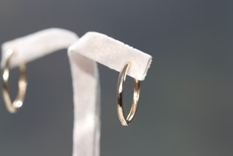 14K  金屬冷淡風橢圓耳扣耳環(內徑14mm)