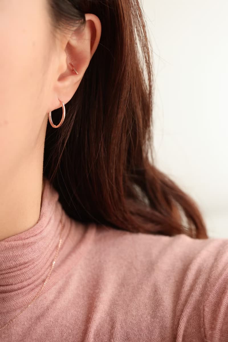 14K  金屬冷淡風橢圓耳扣耳環(內徑14mm)