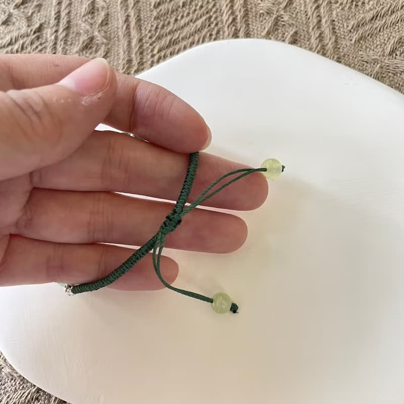 葡萄晶平安扣編織手鍊