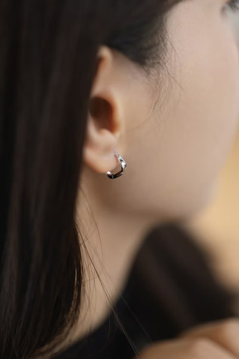 菱粼 925純銀 扭轉波紋 圓圈易扣耳環
