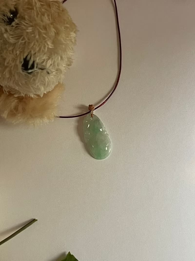 葫蘆翡翠吊墜項鍊緬甸玉無優化天然A貨翡翠 冰飄綠花