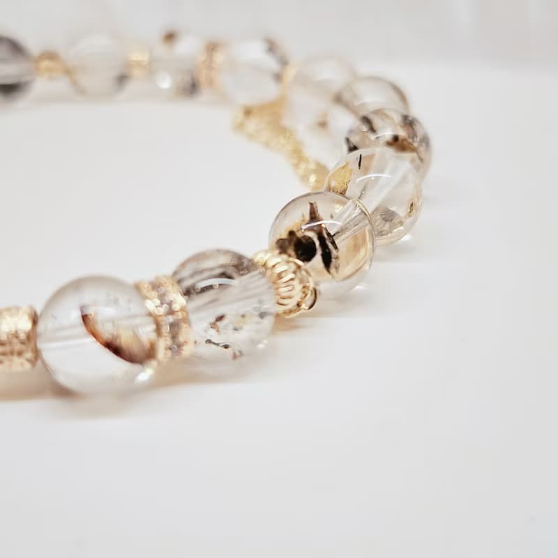 耀心之光。高品黃泥閃靈鑽 水晶手串