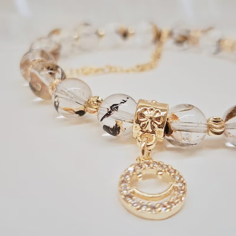耀心之光。高品黃泥閃靈鑽 水晶手串