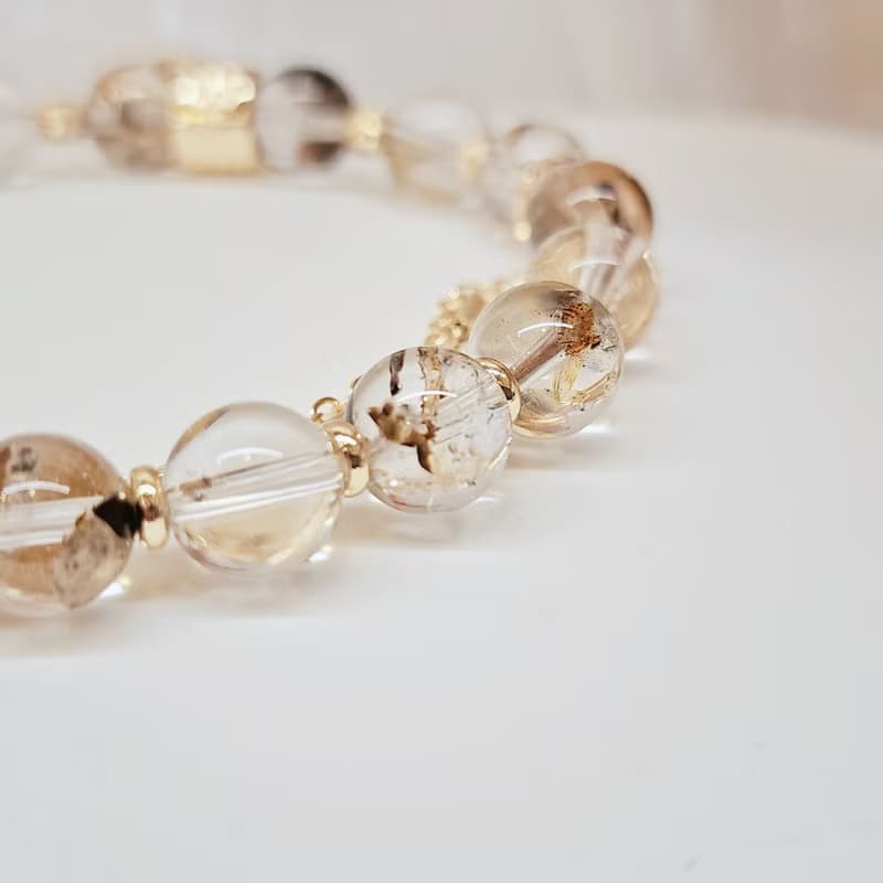 耀心之光。高品黃泥閃靈鑽 水晶手串