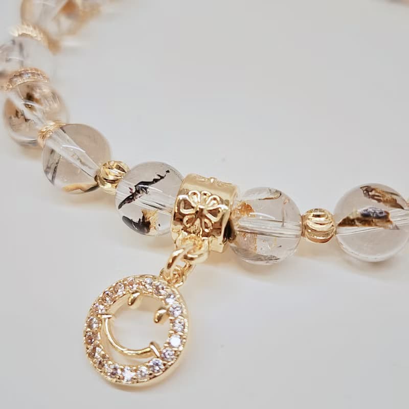耀心之光。高品黃泥閃靈鑽 水晶手串