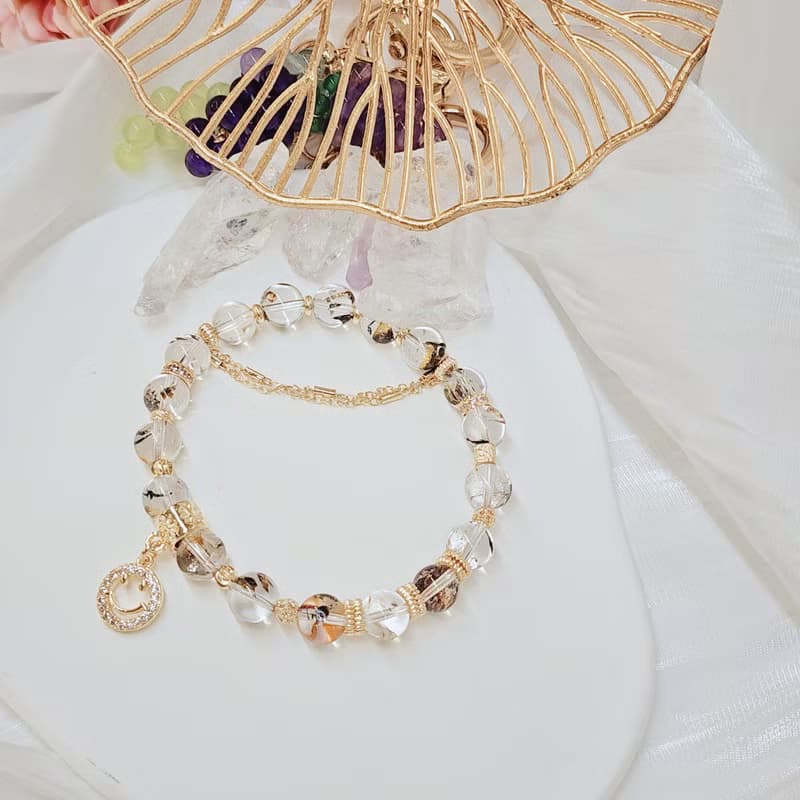 耀心之光。高品黃泥閃靈鑽 水晶手串